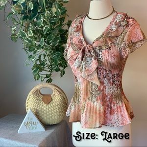 Pink & Brown Top w/Front Bow